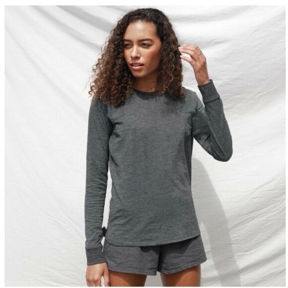 Lunya Restore Long Sleeve Crew Shirt light gray size M - Picture 1 of 9